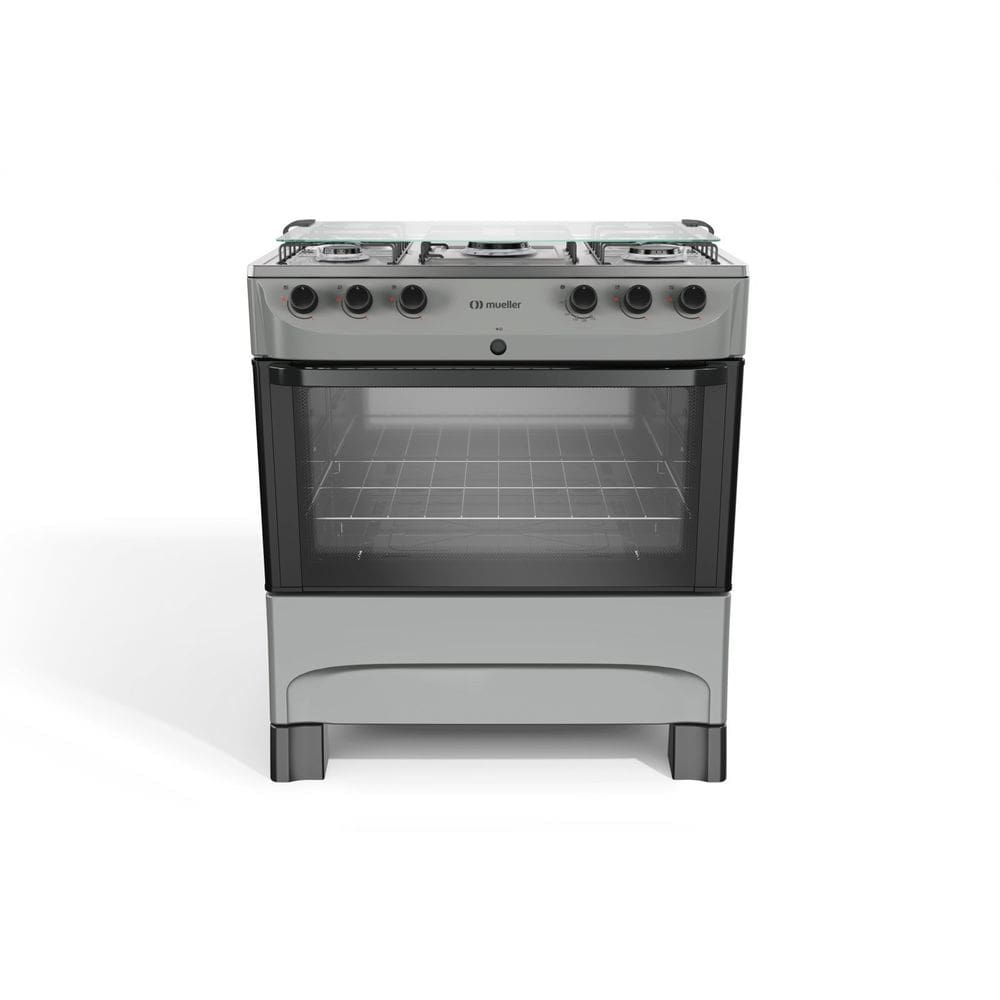 Fogão 5 Bocas com Mesa de Inox e Acendimento Mueller Titânio