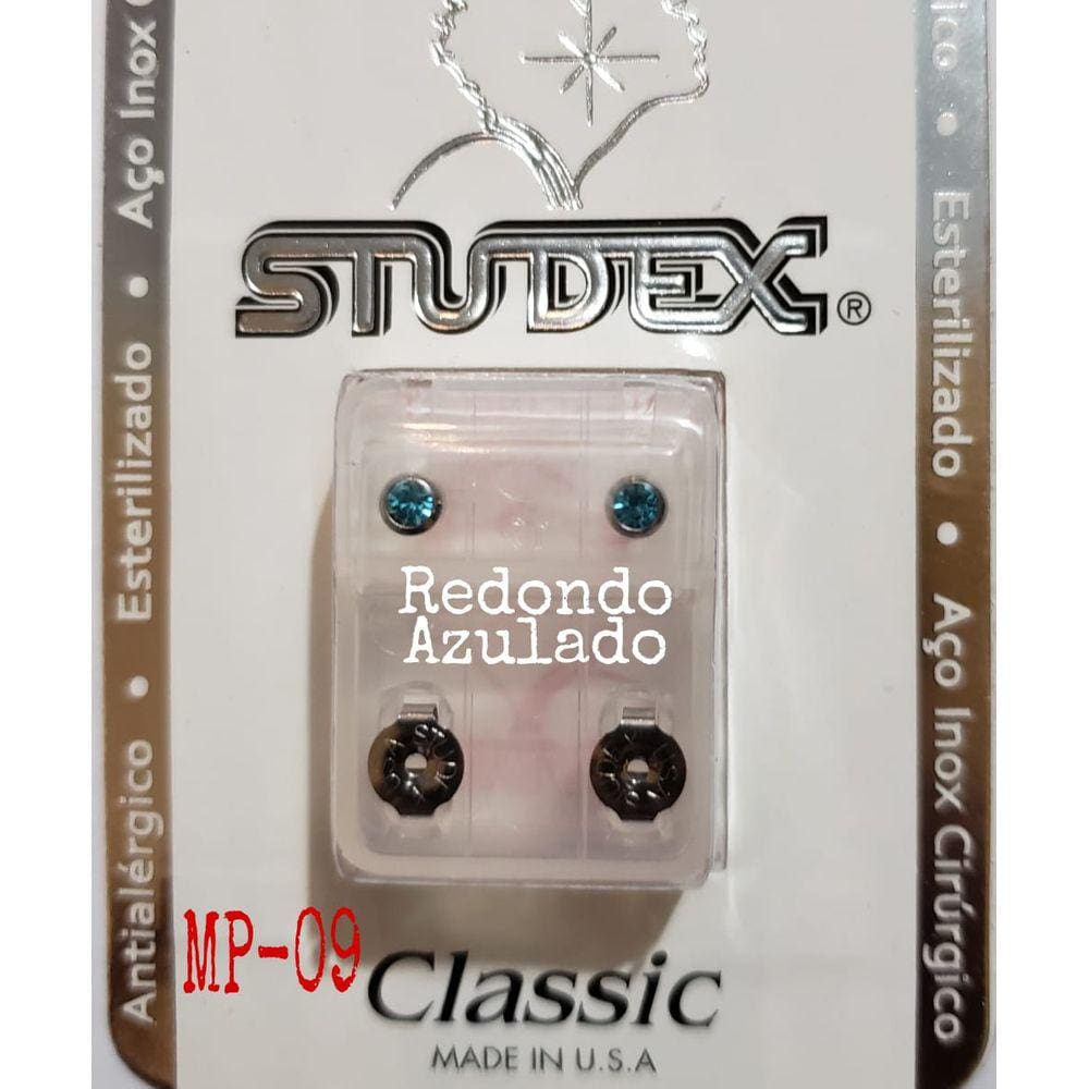 Brinco Studex Classic 4Mm Bezel Azul Medio Prata