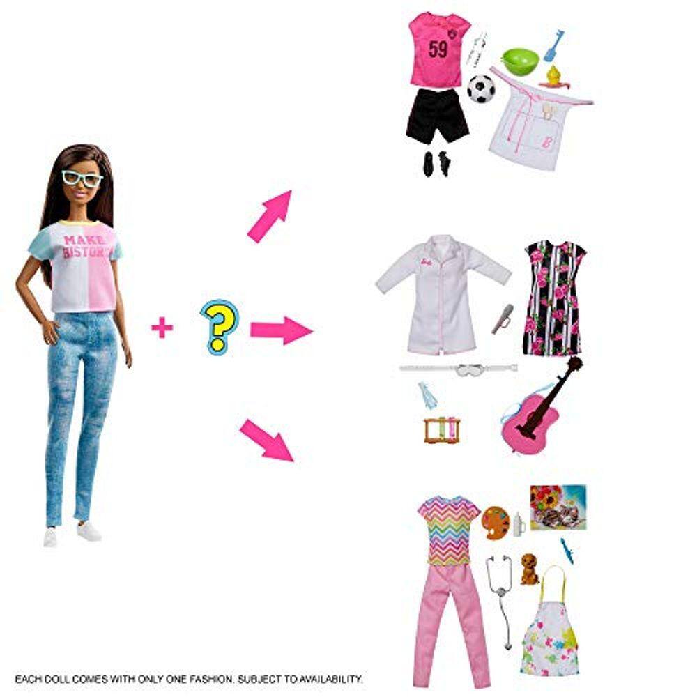 Boneca Barbie de carreira 2 looks, 8 surpresas (Unboxing)