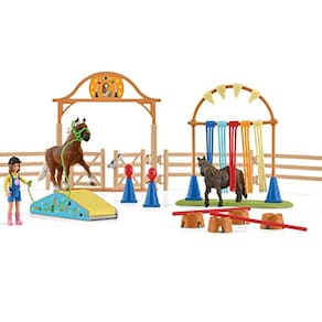 Conjunto de brinquedos Schleich Pont Agility Horse de 41 peças - maiores de 3 anos