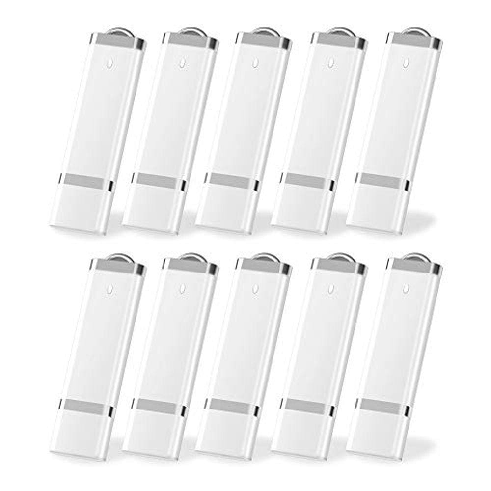 Unidade flash USB de 8 GB, Memory Stick, pacote com 10 unidades, branco