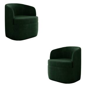 Kit 2 Poltronas Decorativas Bel Sala De Estar Base Giratória Veludo Verde G33 - Gran Belo