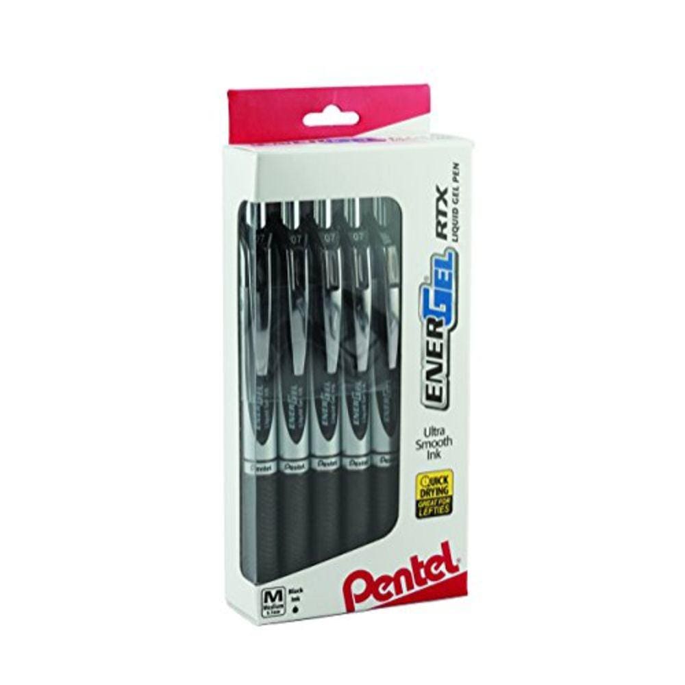 Caneta de gel líquido, Med, ponta de metal, 0,7 mm, tinta preta, pacote com 12