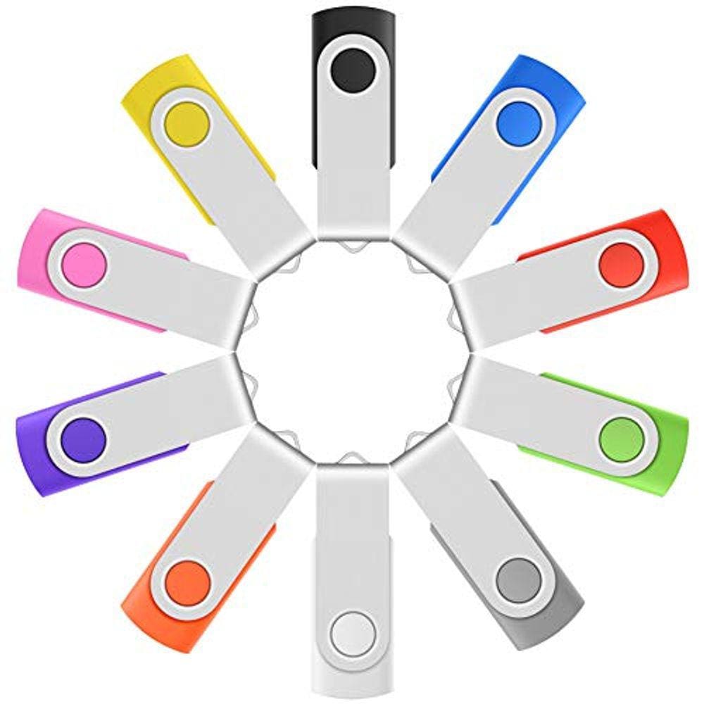 Unidade flash USB, pacote com 10 pen drives multicoloridos de 1 GB
