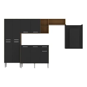 Cozinha Completa Mesa Dobrável Multimóveis Madeirada/preta