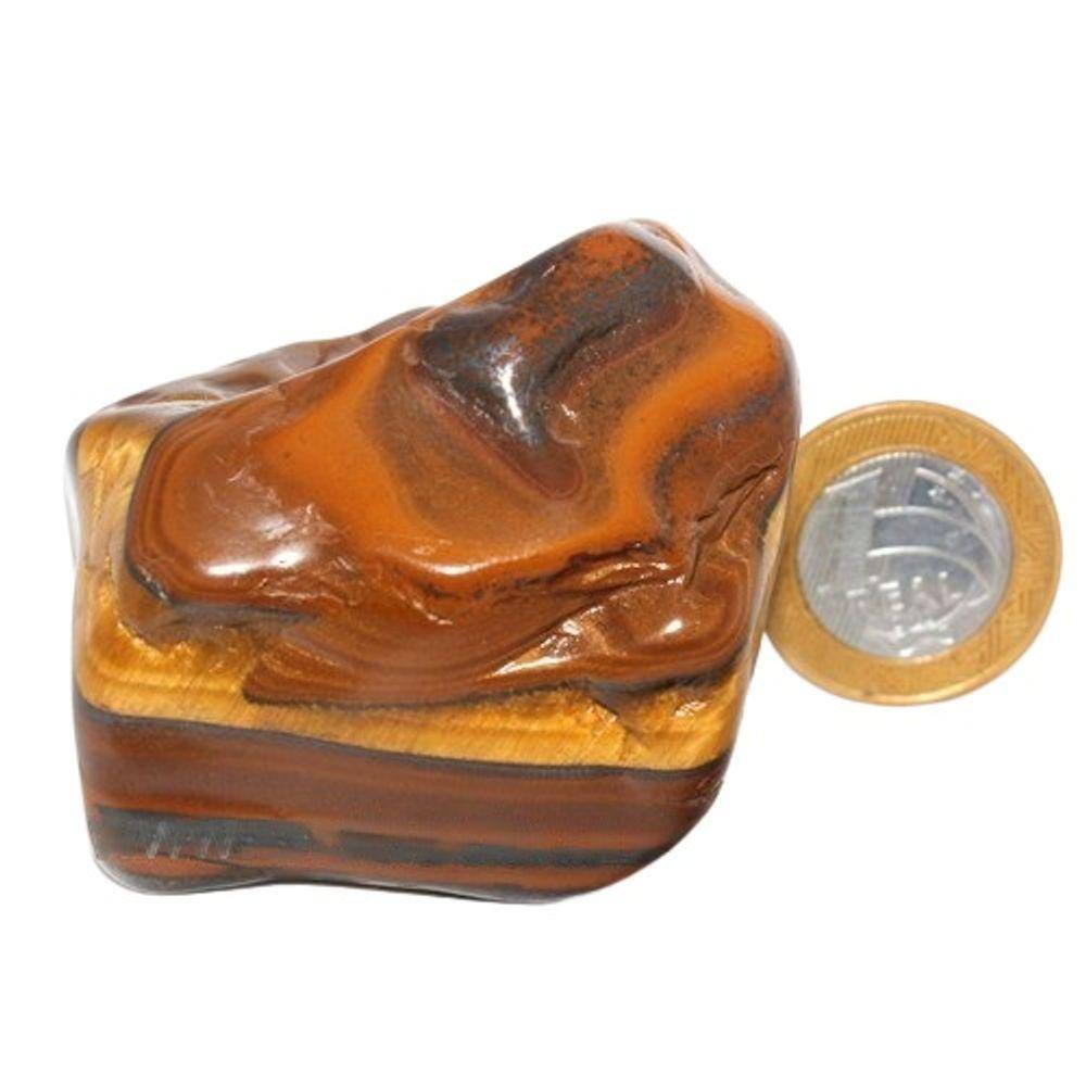 Olho de Tigre Rolado Pedra Natural Origem Africa 57mm 142g