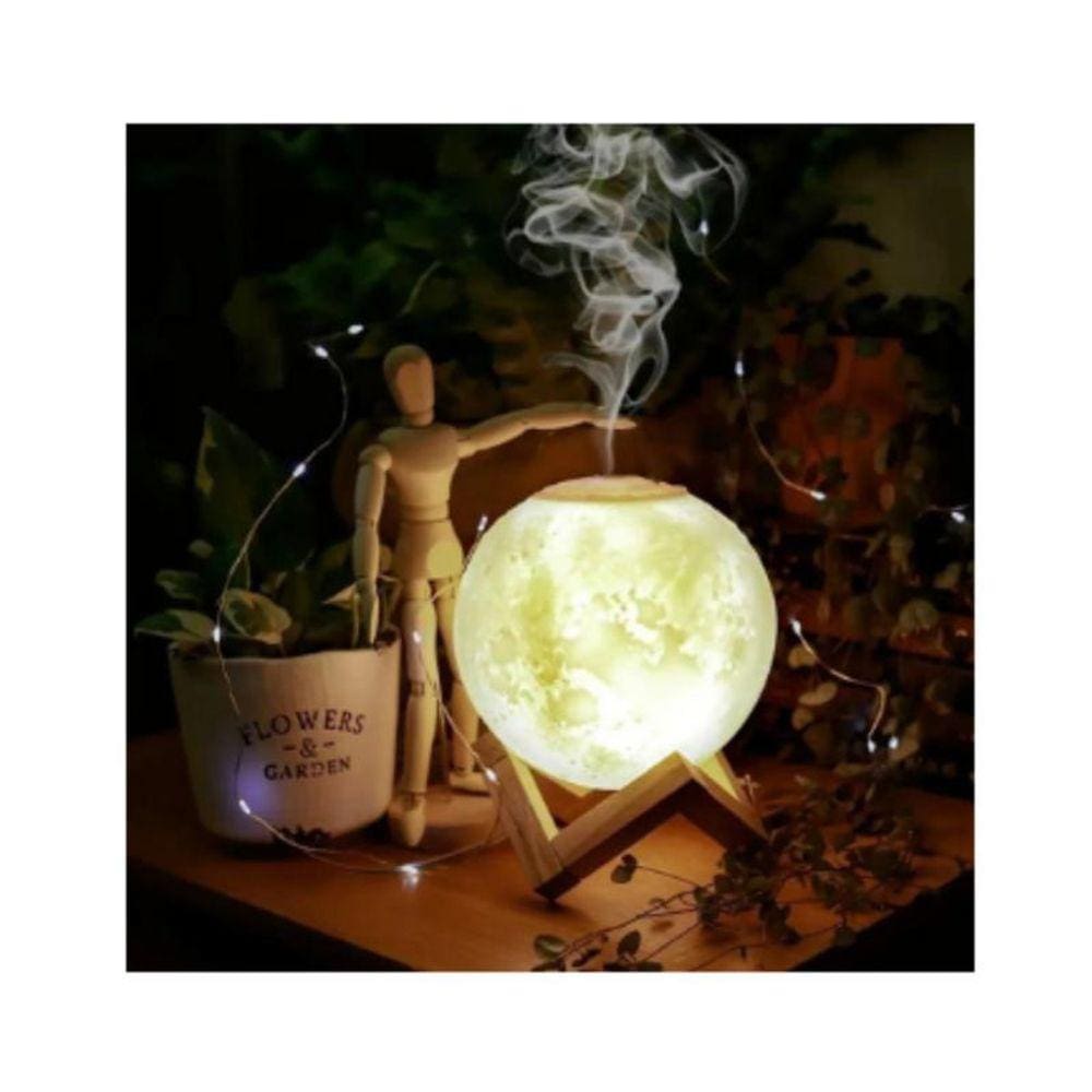 Luminária Led Lua Cheia Umidificador Aromatizador Difusor 3D