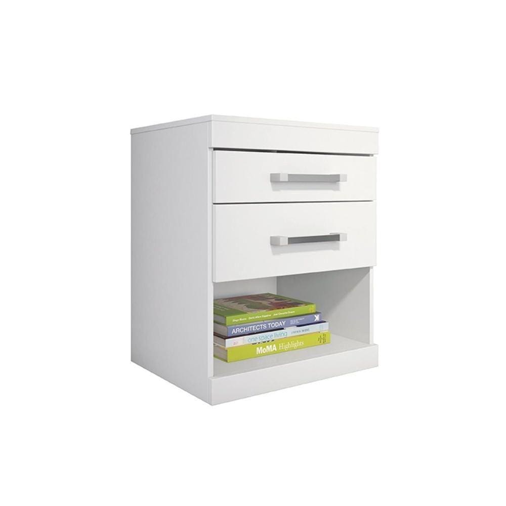 Mesa Cabeceira Havana C/2 Gavetas Branco - Santos Andirá