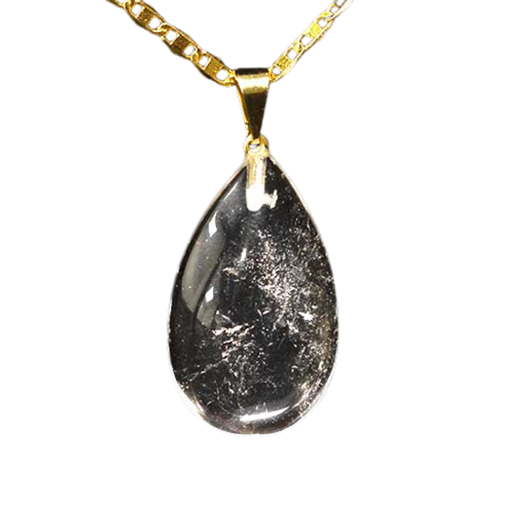 Colar Gota Cristal 27mm Pedra Natural Montagem Pino Dourado