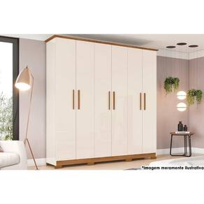 Guarda Roupa 6 Portas E 3 Gavetas Cover Off White-Nature - Henn