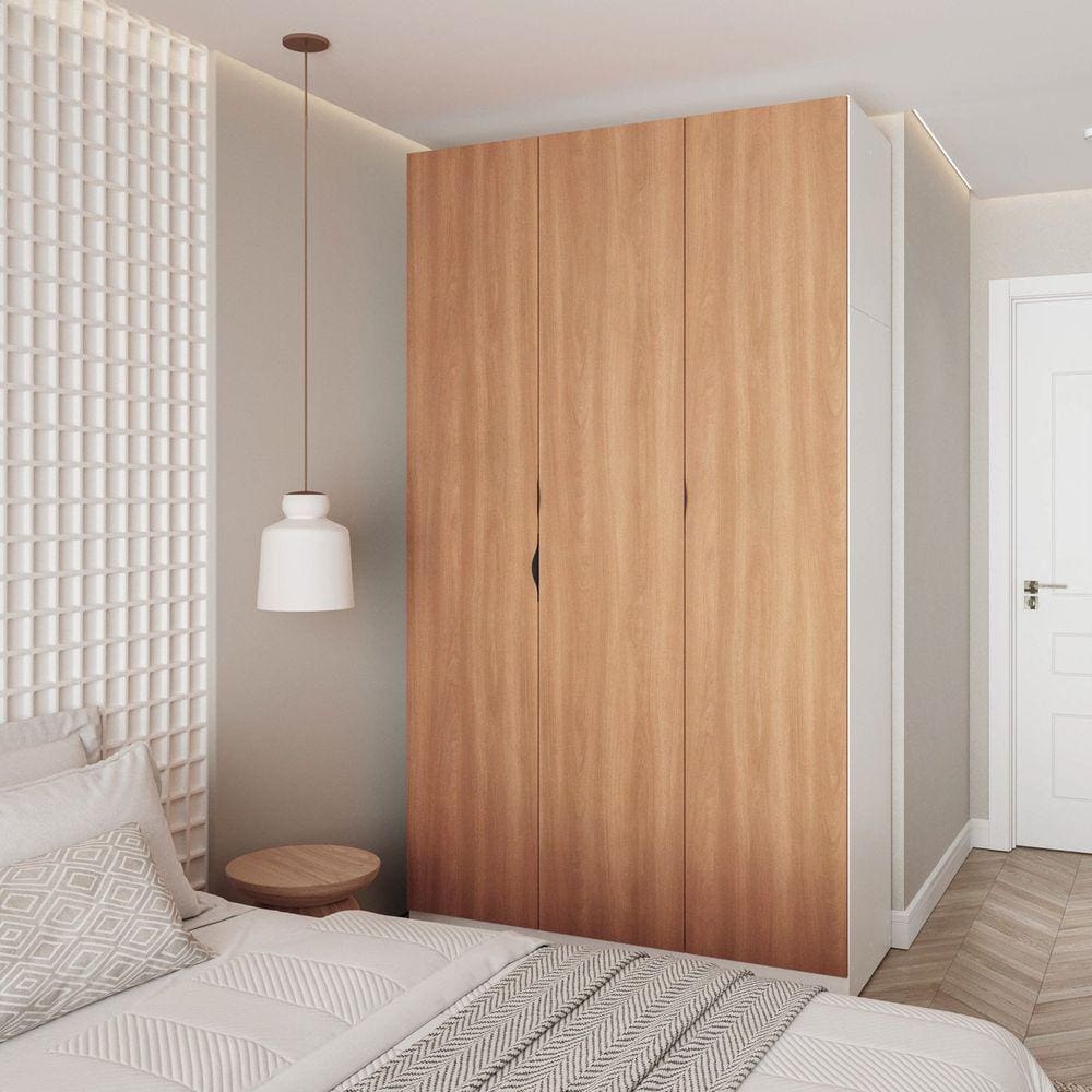 Guarda Roupa Modulado 3 Portas com Cabideiro Hera CabeCasa MadeiraMadeira Branco Geada/Louro/Preto