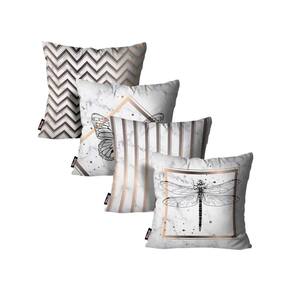 Kit 4 Capas de Almofada Insetos Off-White - 45x45cm