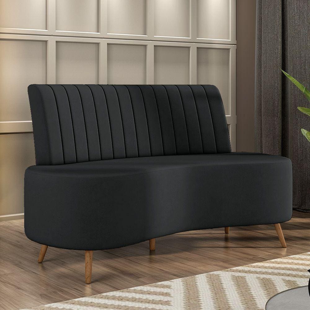 Sofá Living Decorativo 2 Lugares 1,60m Katara Cinza Escuro Veludo G33 - Gran Belo