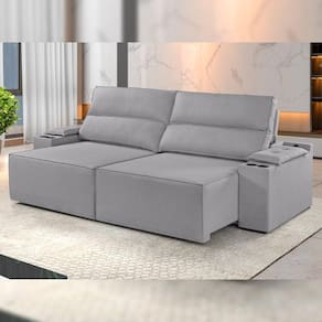 Sofá Retrátil e Reclinável 5 Lugares 290cm M180 Yescasa Linho/Cinza Claro