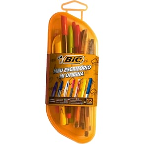 Kit De Escrita Meu Escritório C/12 Peças Estojo Bic