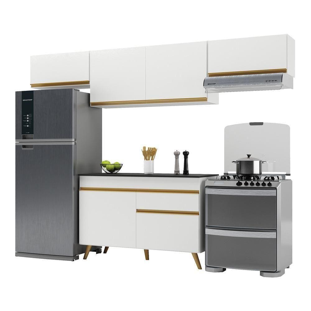 Cozinha Compacta Multimóveis Veneza Gw Fg3697 Com Armário E Balcão Branca