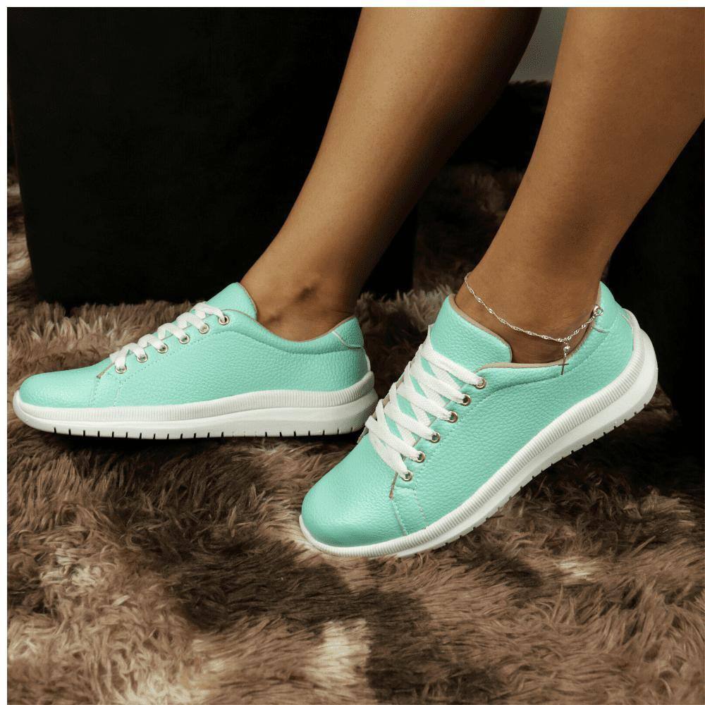 Tênis Feminino Casual de Amarração O Calçado Leve e Versátil que Você Procura Verde