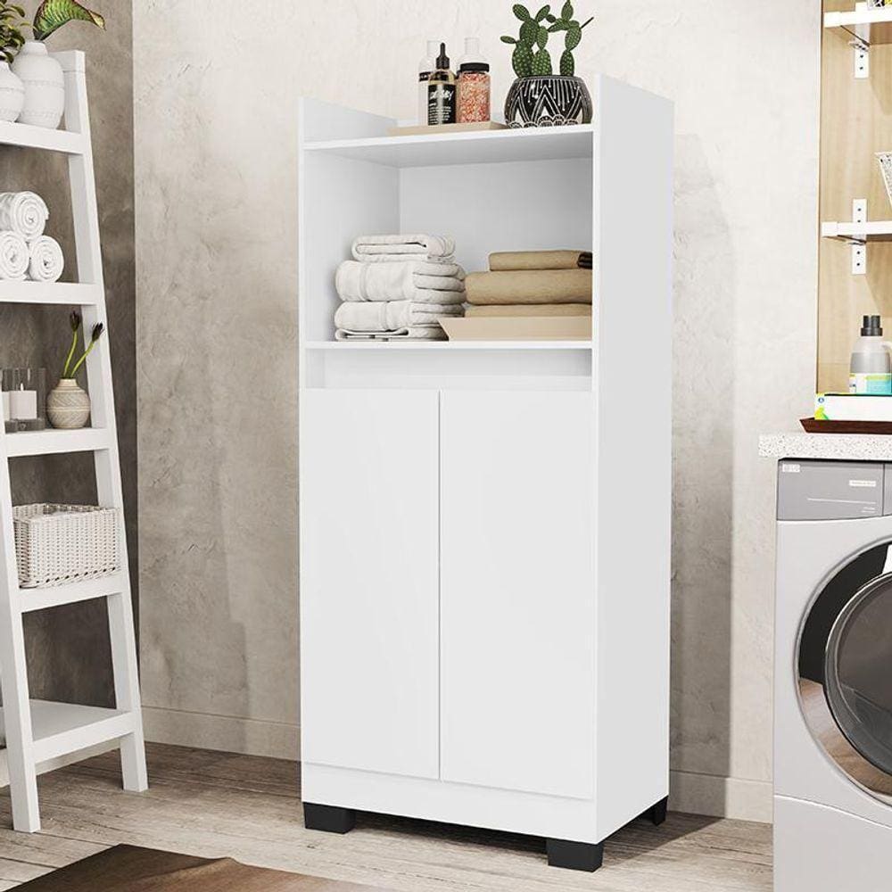 Multiuso Lavanderia Armario Duque 2 Portas Branco/preto Branco/preto