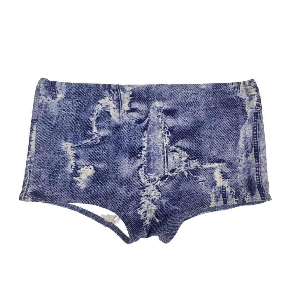 Sunga Masculina Estampada Jeans Praia e Piscina Duplo Forro com Cordão Interno