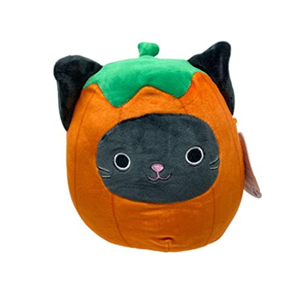 Brinquedo de pelúcia de Halloween para animais, fantasia de abóbora Calio Black Cat, 8 polegadas
