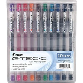 Canetas esferográficas Pilot G-Tec-C Gel Ink, pacote com 10