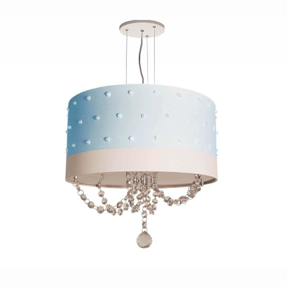 Pendente de Teto LED 30x15cm Perolas 253 Tom Luz Iluminação Azul-bebê
