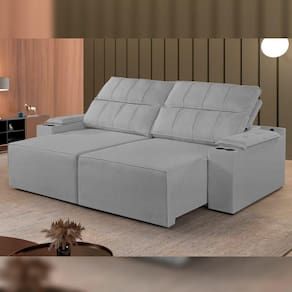 Sofá Retrátil e Reclinável 5 Lugares 290cm M182 Yescasa Linho/Cinza Claro