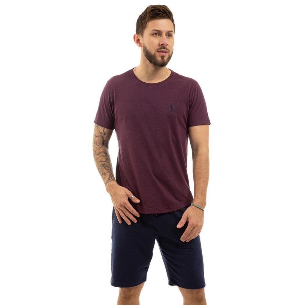 Camiseta Masculina Algodão Básica + Bermuda Elástico Lisa