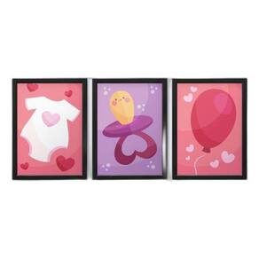 Quadro Com Moldura Bebê Menina Objetos Decoração