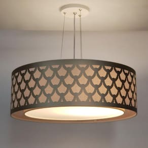 Luminária de Teto Pendente Trama Cúpula Dupla 50x16cm Bronze