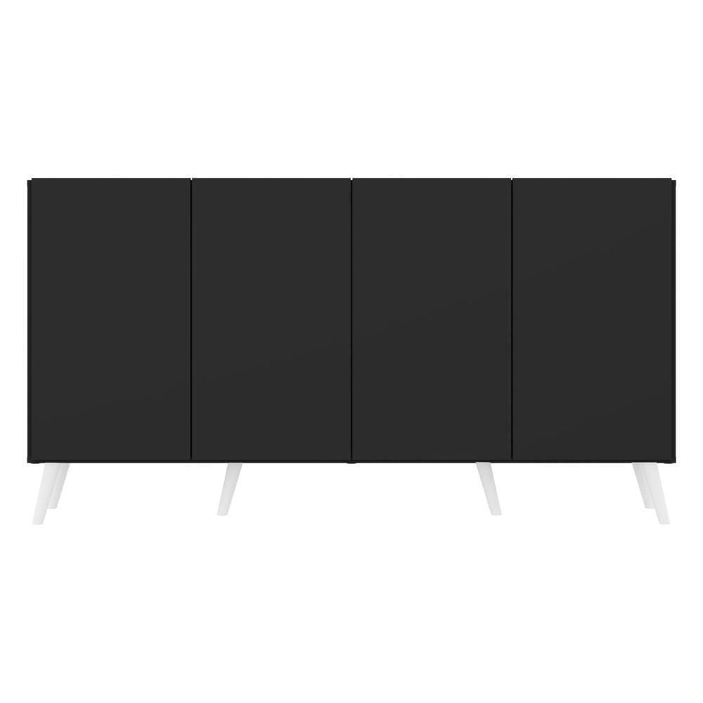 Aparador Buffet Retrô Multimóveis 4 Portas Preto/branco