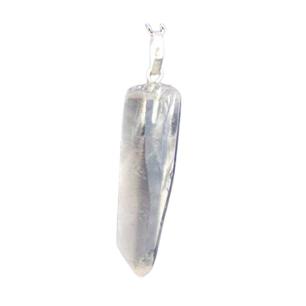 Colar Cristal Lemuria Pedra Bruto Presilha Prata 950