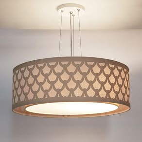 Luminária de Teto Pendente Trama Cúpula Dupla 40x16cm Cru