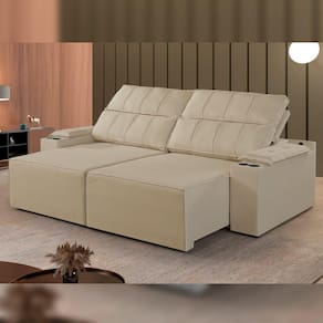 Sofá Retrátil e Reclinável 5 Lugares 290cm M182 Yescasa Linho/Bege Escuro
