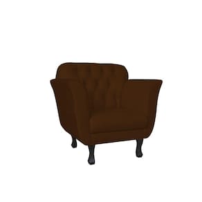Poltrona Decorativa Dália Suede Marrom Pés Madeira Ms Decor