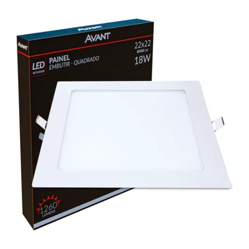 Painel Led Avant Quadrado Embutir 18w 6500k Bivolt Branco