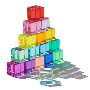Brinquedo colorido de cubos de acrílico, blocos de gemas empilháveis para crianças (16 unidades)