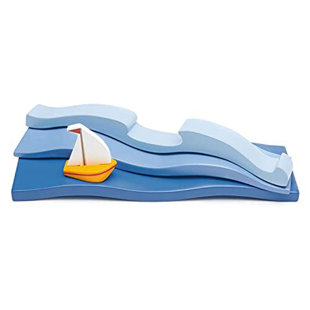 Conjunto de brinquedos Blue Water Solid Wood Waves — Display Sea Creatures (maiores de 3 anos)