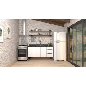 Conjunto Cozinha Jupter 100% Aço Reforçado 1.50 Mt -Gabinete + Armario Aereo - Cozimax