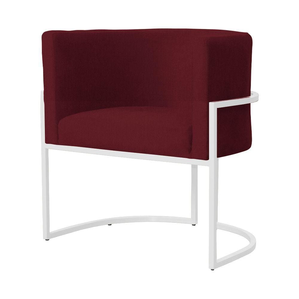 Poltrona Decorativa Luana Suede Marsala Base Branca Ms Decor