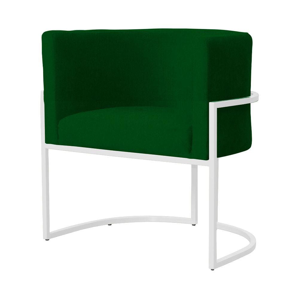 Poltrona Decorativa Luana Suede Verde Base Branca Ms Decor