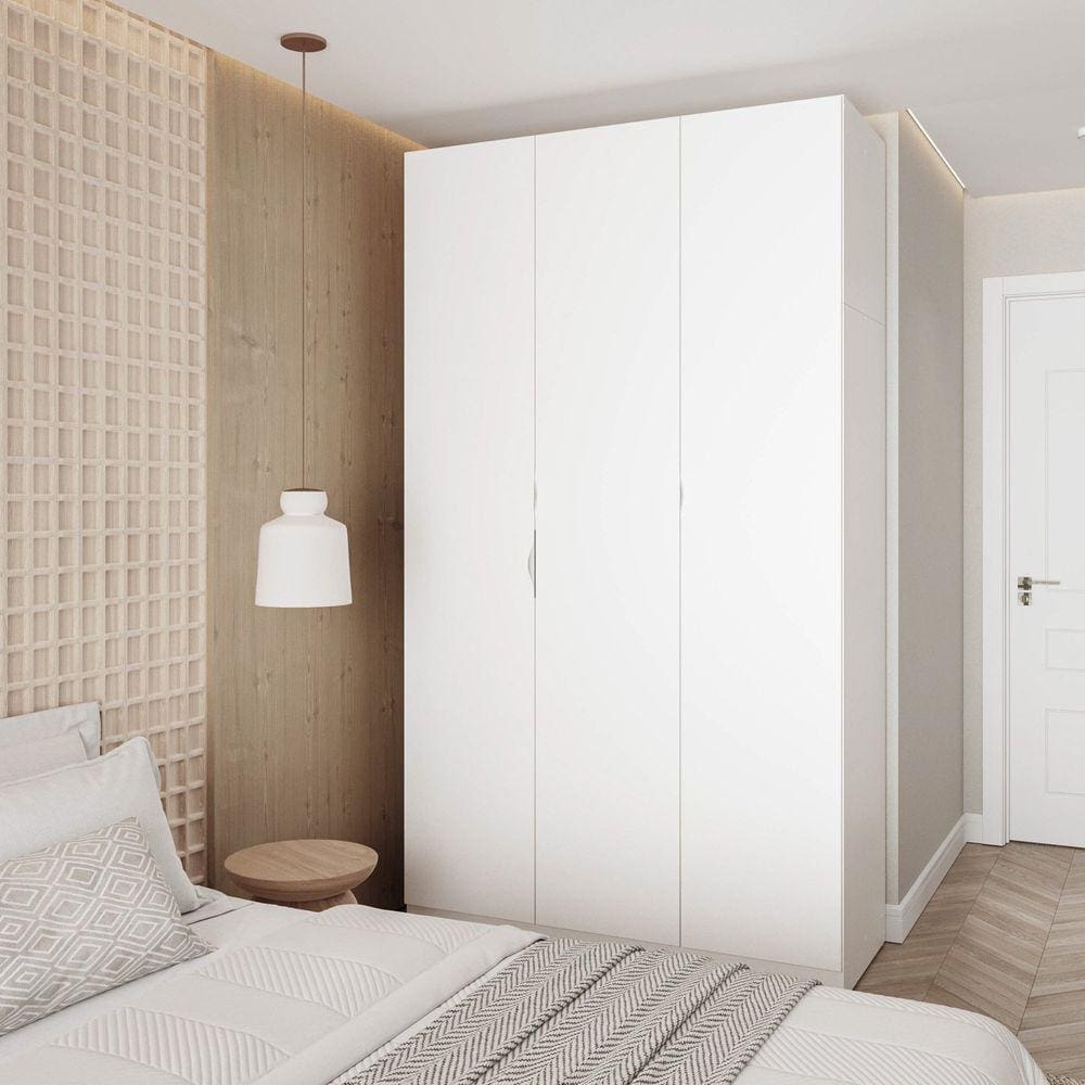 Guarda Roupa Modulado 3 Portas com Cabideiro Hera CabeCasa MadeiraMadeira Branco Geada/Cromado