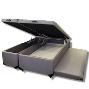 Cama Box Baú Bipartido Casal Com Auxiliar Suede