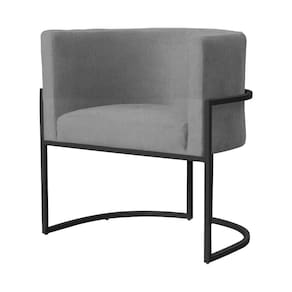 Poltrona Decorativa Luana Suede Cinza Base Preta Ms Decor