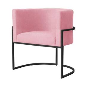 Poltrona Decorativa Luana Suede Rosa Base Preta Ms Decor
