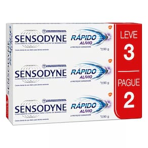 Pasta De Dentes Sensodyne Rápido Alívio e Proteção Duradoura Em Creme Sem Glúten Pacote X 3 270 G