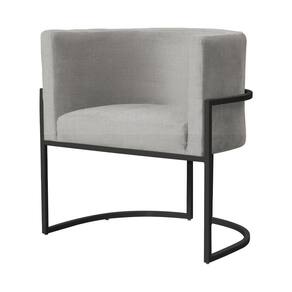 Poltrona Decorativa Luana Linho Bege Base Preta Ms Decor