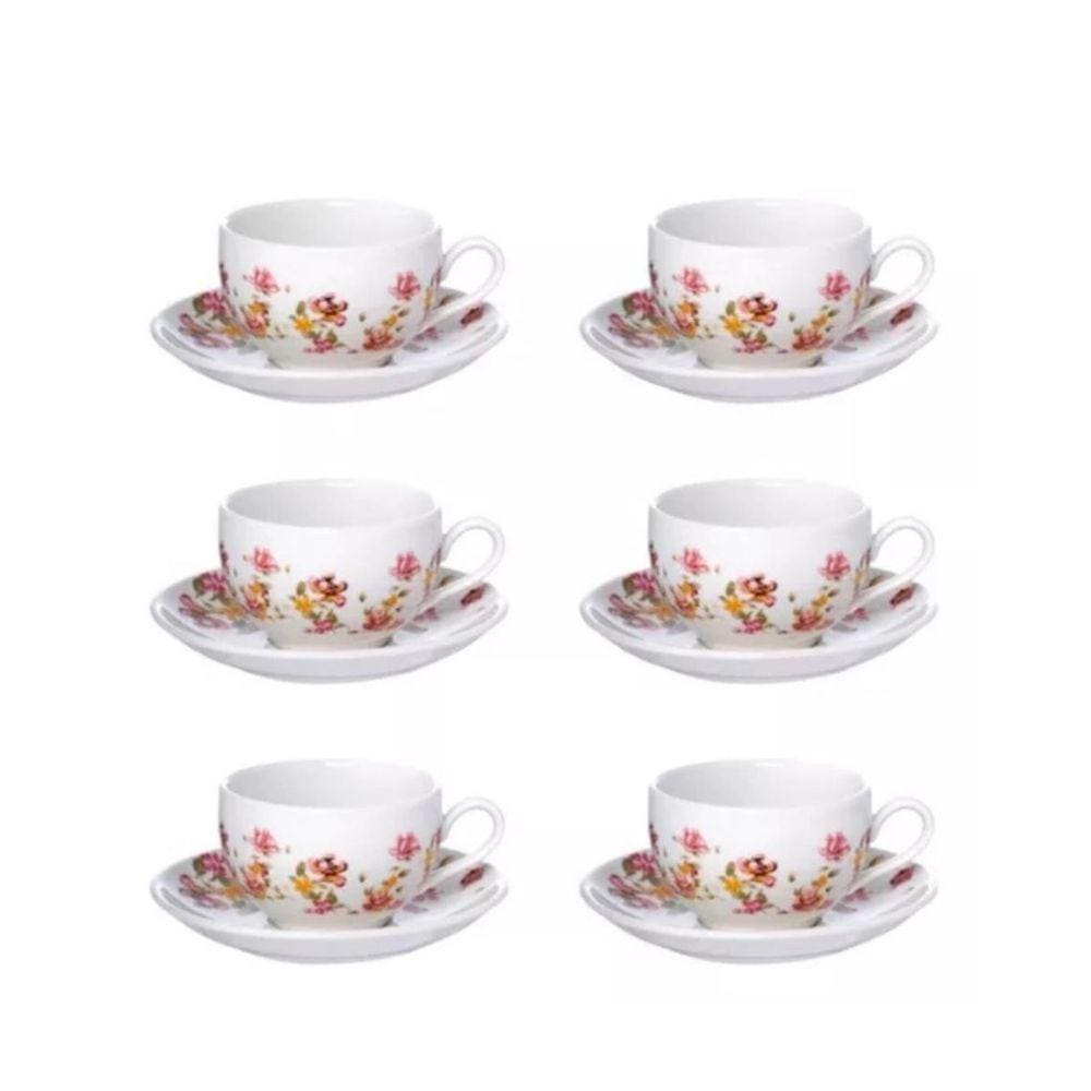 Jogo de 6 Xícaras Chá Le Jardin 160 ml Porcelana - Haüskraft