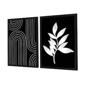 Dupla de Quadros Decorativos Preto e Branco Linhas
