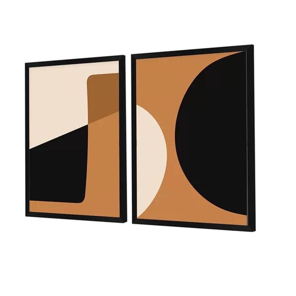 Dupla de Quadros Decorativos Abstrato Formas